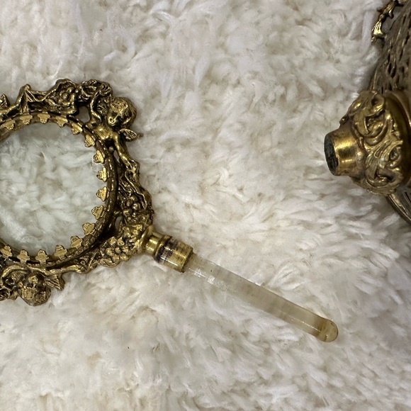 Vintage Stylebuilt NY Gold Ormolu Filigree Ornate Rose Perfume Bottle - Picture 8 of 14